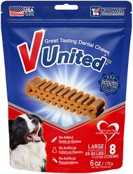 Koowill V United Great Tasting Dental Chews Large Grain-Free Dental Dog Treats, 8 count