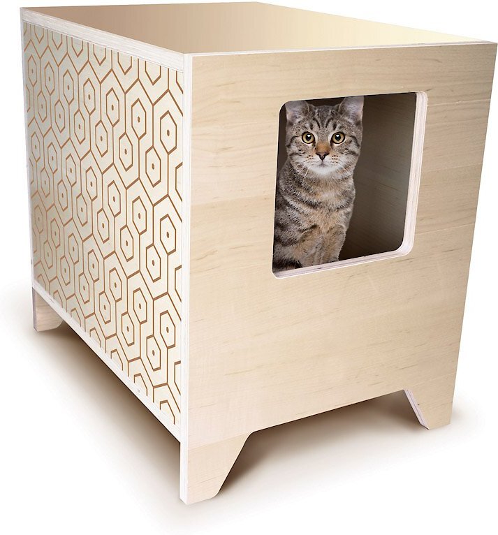 CURIO Modern Cat Litter Box & Litter Liner, Maple Pattern