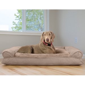 FurHaven Plush & Suede Pillow Sofa Dog Bed w/ Removable Cover, Almondine, Jumbo