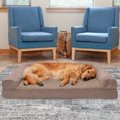 FurHaven Plush & Suede Cooling Gel Bolster Dog Bed with Removable Cover, Almondine, Jumbo