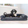 FurHaven Quilted Bolster Cat & Dog Bed with Removable Cover, Iron Gray, Large