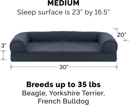 Show full view: FurHaven Quilted Memory Top Bolster Cat & Dog Bed with Removable Cover, Iron Gray, Medium slide 2 of 10