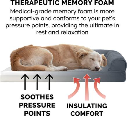 Show full view: FurHaven Quilted Memory Top Bolster Cat & Dog Bed with Removable Cover, Iron Gray, Medium slide 6 of 10