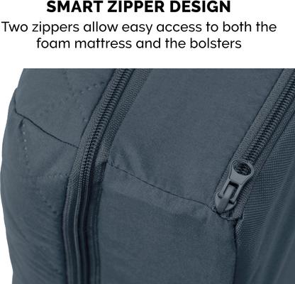 Show full view: FurHaven Quilted Memory Top Bolster Cat & Dog Bed with Removable Cover, Iron Gray, Medium slide 8 of 10