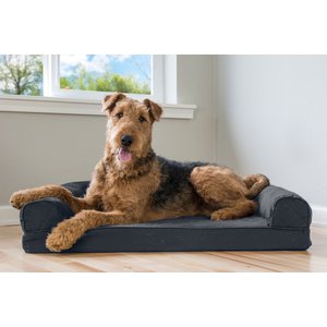 FurHaven Quilted Memory Top Bolster Cat & Dog Bed with Removable Cover, Iron Gray, Large