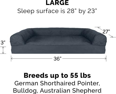 Show full view: FurHaven Quilted Memory Top Bolster Cat & Dog Bed with Removable Cover, Iron Gray, Large slide 2 of 10