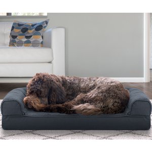 FurHaven Quilted Cooling Gel Bolster Cat & Dog Bed w/Removable Cover, Iron Gray, Medium
