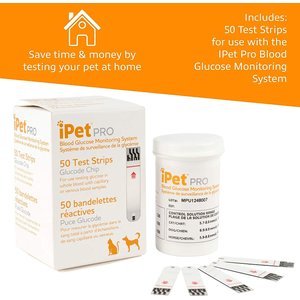 iPet PRO Blood Glucose Monitoring & Blood Glucose Test Strips for Dogs & Cats, 50 strips