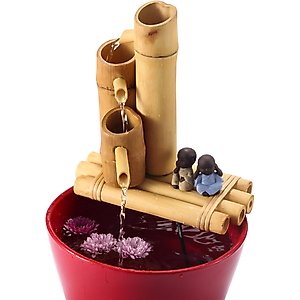 Lifegard Aquatics Bamboo 3-Tier Fish Aquarium Fountain & Quiet One Pump, Small