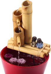 Lifegard Aquatics Bamboo 3-Tier Fish Aquarium Fountain & Quiet One Pump, Large