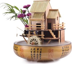 Lifegard Aquatics Decorative Pot Bamboo House Fish Aquarium Fountain & Quiet One Pump