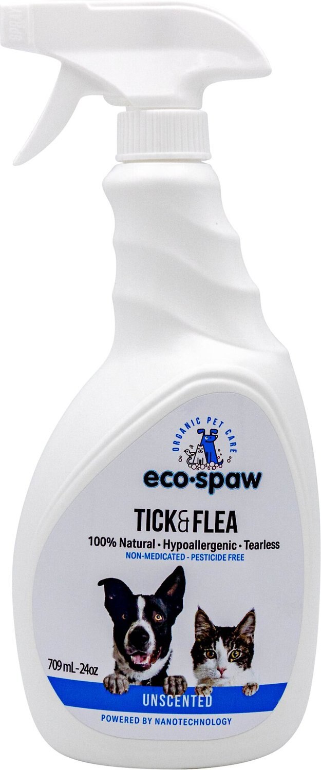 ECOSPAW Unscented Flea & Tick Dog & Cat Spray, 24oz bottle