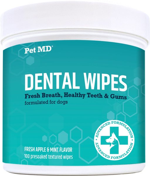 Pet MD Apple & Mint Flavor Dog Dental Wipes, 100 count slide 1 of 8