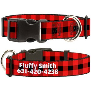 Buckle-Down Polyester Personalized Dog Collar, Buffalo Plaid, Small