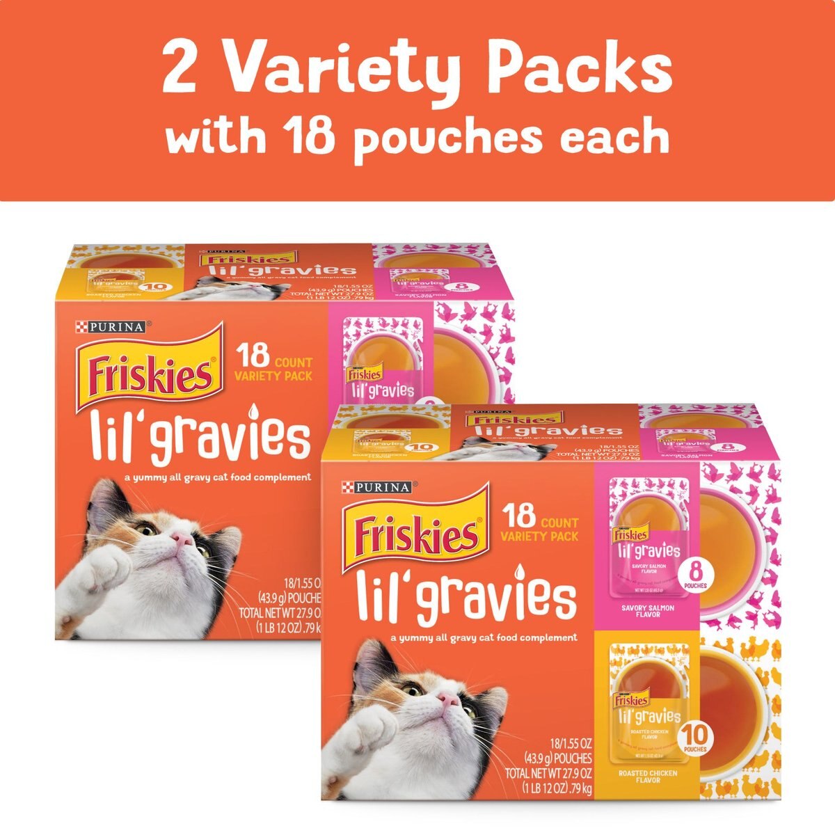 FRISKIES Lil' Gravies Variety Pack Cat Food Complement, 1.55oz pouch