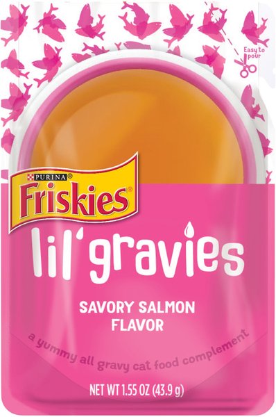 Friskies Lil' Gravies Savory Salmon Flavor Cat Food Complement, 1.55-oz, case of 16 slide 1 of 9