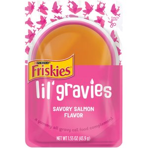 Friskies Lil' Gravies Savory Salmon Flavor Cat Food Complement, 1.55-oz, case of 16