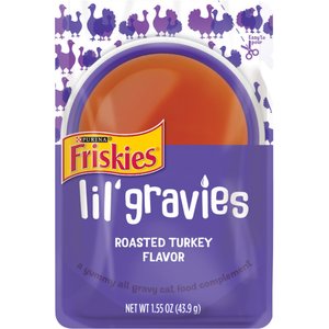 Friskies Lil' Gravies Roasted Turkey Flavor Cat Food Complement, 1.55-oz, case of 16