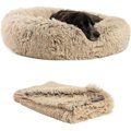Best Friends by Sheri The Original Calming Donut Dog Bed & Throw Dog Blanket, Taupe, Medium