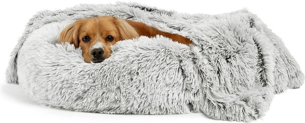 Best Friends by Sheri The Original Calming Donut Dog Bed & Throw Dog Blanket, Frost, Small slide 1 of 7