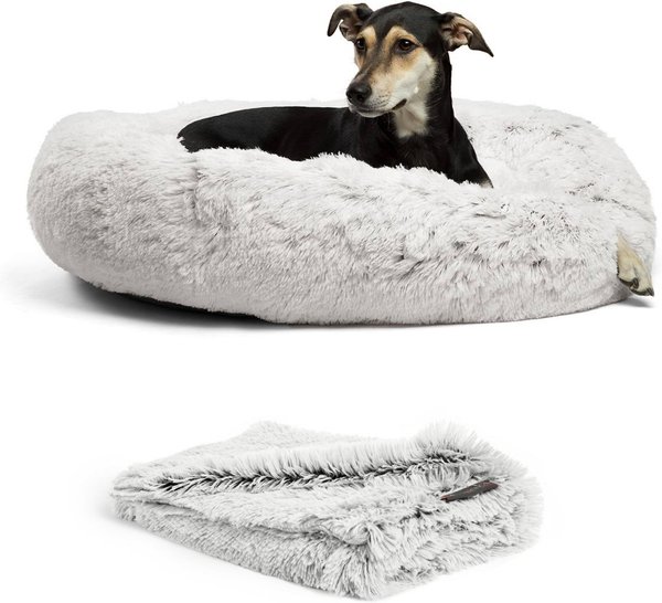 Best Friends by Sheri The Original Calming Donut Dog Bed & Throw Dog Blanket, Frost, Large slide 1 of 7