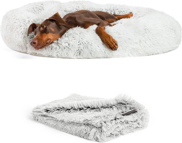 Best Friends by Sheri The Original Calming Donut Dog Bed & Throw Dog Blanket, Frost, X-Large slide 1 of 6
