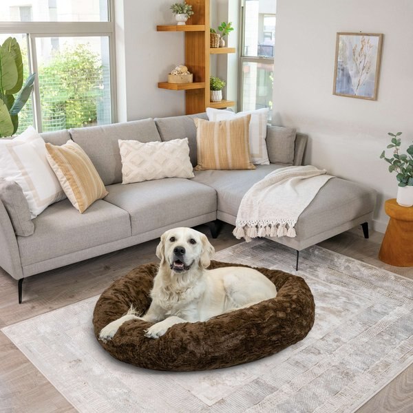 BEST FRIENDS BY SHERI Donut Shag Dog & Cat Bed, Dark Chocolate, Large
