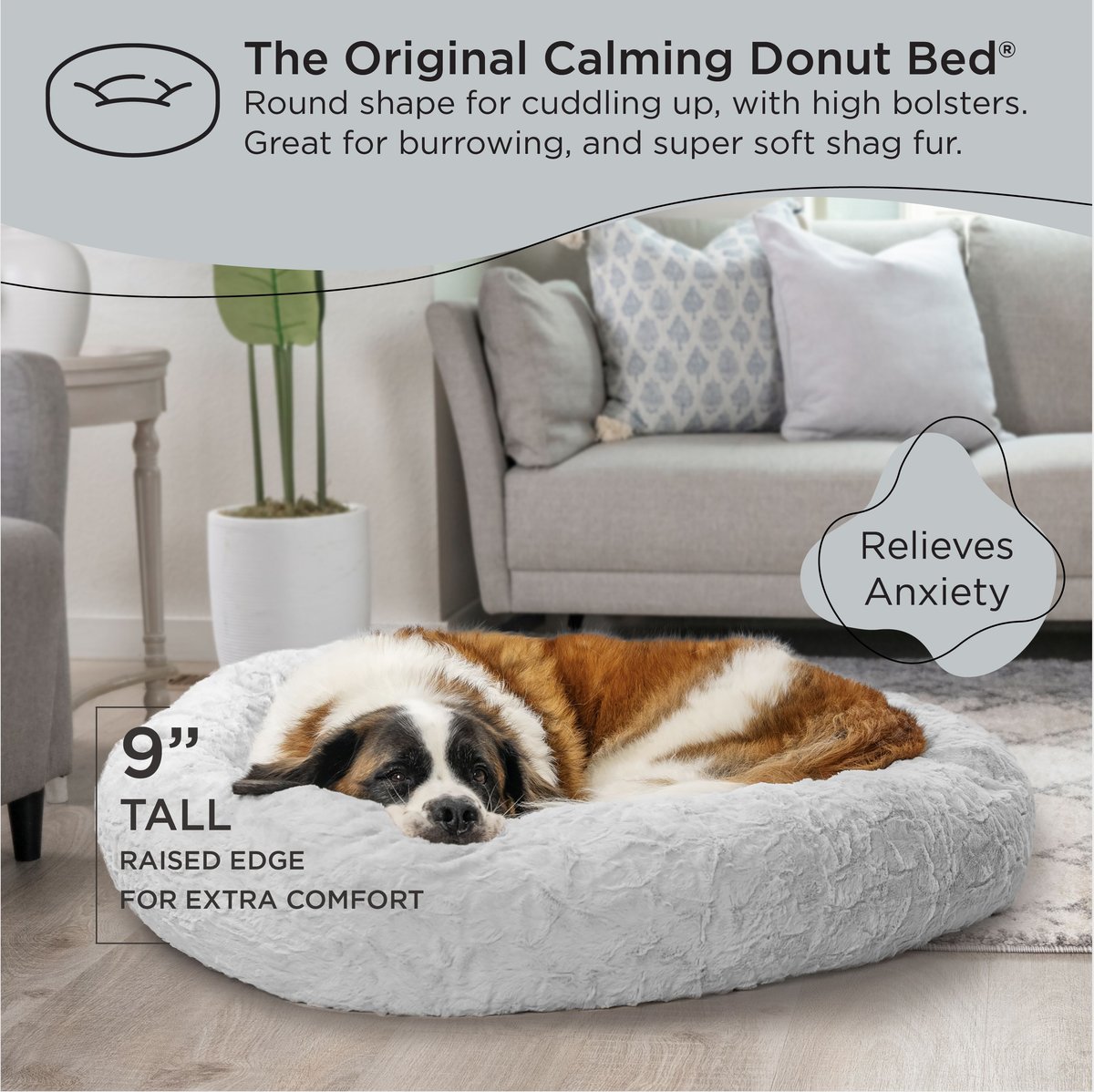 BEST FRIENDS BY SHERI Calming Lux Fur Donut Cuddler Bolster Cat & Dog