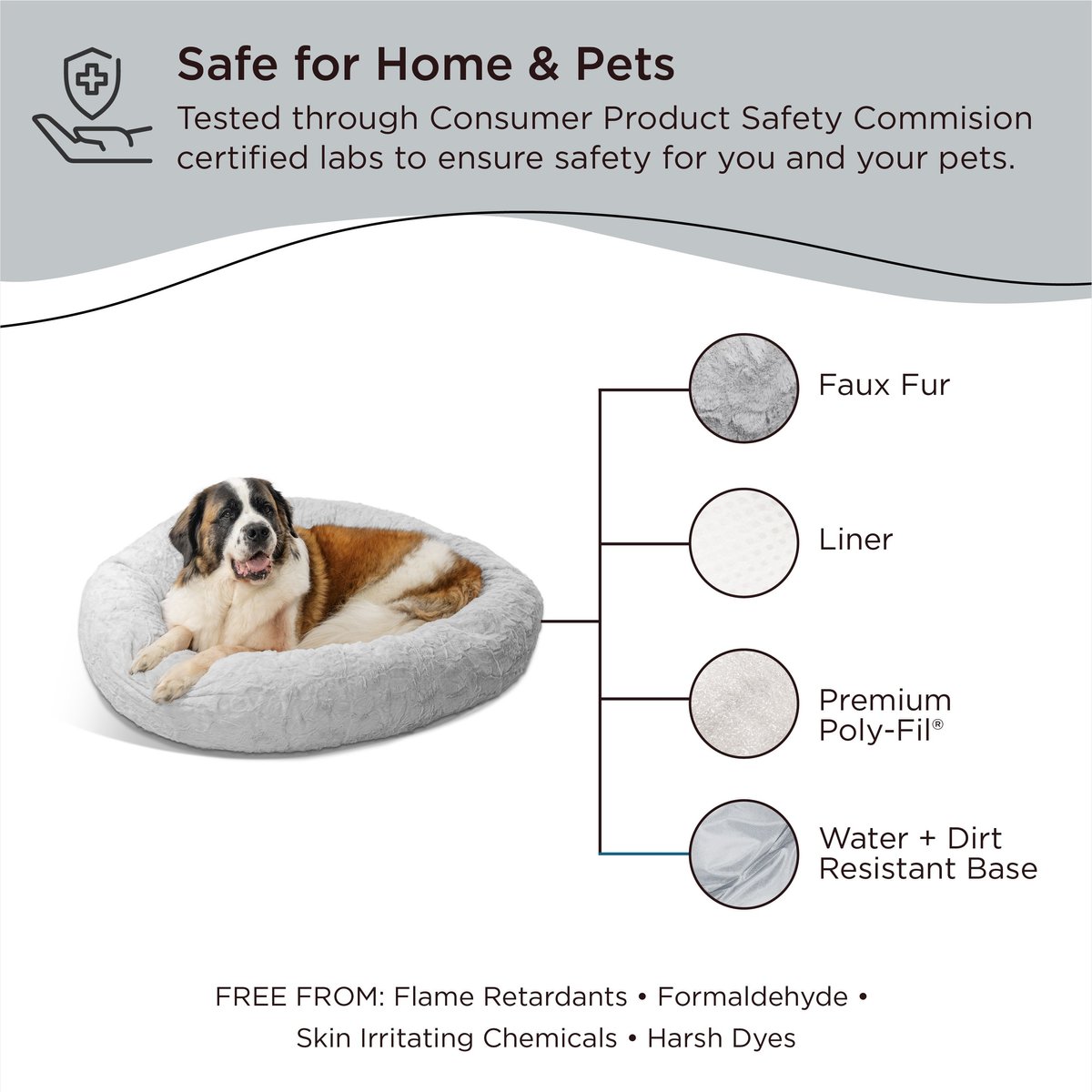 BEST FRIENDS BY SHERI Calming Lux Fur Donut Cuddler Bolster Cat & Dog