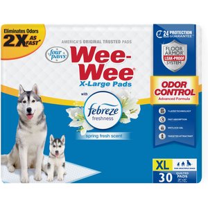 Four Paws Wee-Wee Odor Control X-Large Dog Pads with Febreze Freshness, 30 count