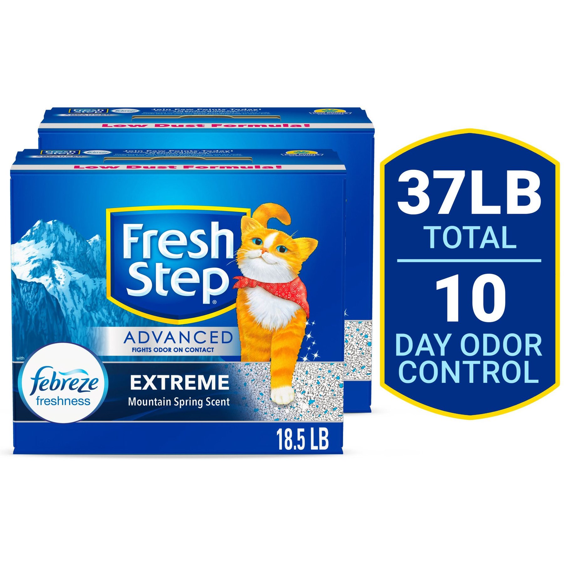 FRESH STEP Advanced Extreme Mountain Spring Scented Clumping Clay Cat Litter 18.5 lb box 2 count Chewy