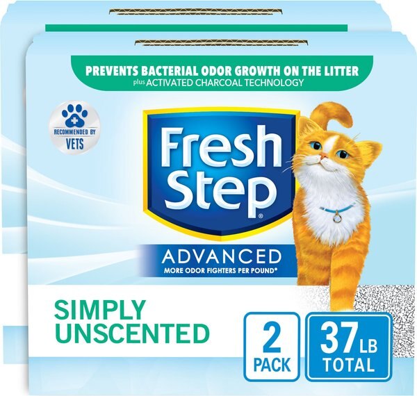 Fresh Step Advanced Simply Unscented Clumping Clay Cat Litter, 18.5-lb box, 2 pack slide 1 of 10