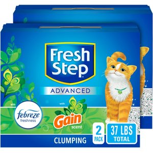 Fresh Step Advanced Refreshing Gain Scented Clumping Clay Cat Litter, 18.5-lb box, 2 pack