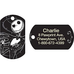 Quick-Tag Disney Skellington Military Personalized Dog & Cat ID Tag, Black