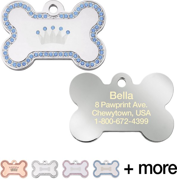 Quick-Tag Chrome Bone Personalized Engraved Pet ID Tag, Small