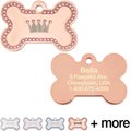 Quick-Tag Diva Bone & Etched Crown Personalized Dog & Cat ID Tag