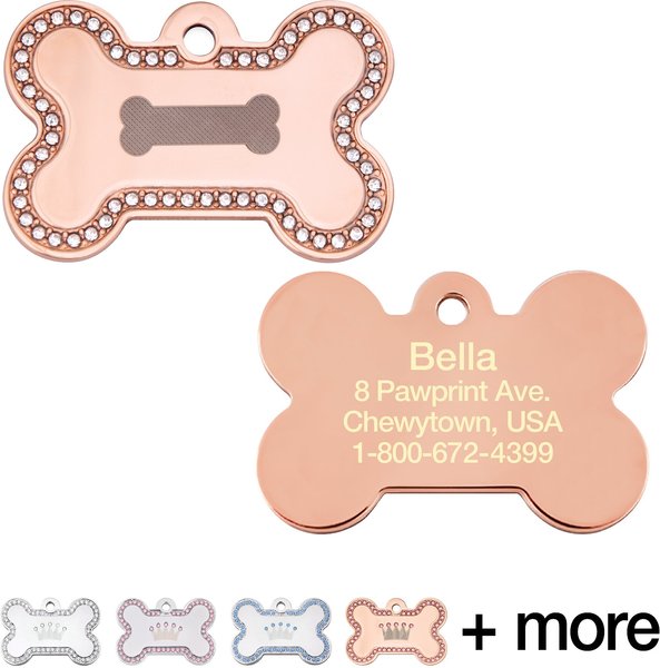Quick-Tag Diva Bone & Etched Bone Personalized Dog & Cat ID Tag, Rose Gold & Clear slide 1 of 4