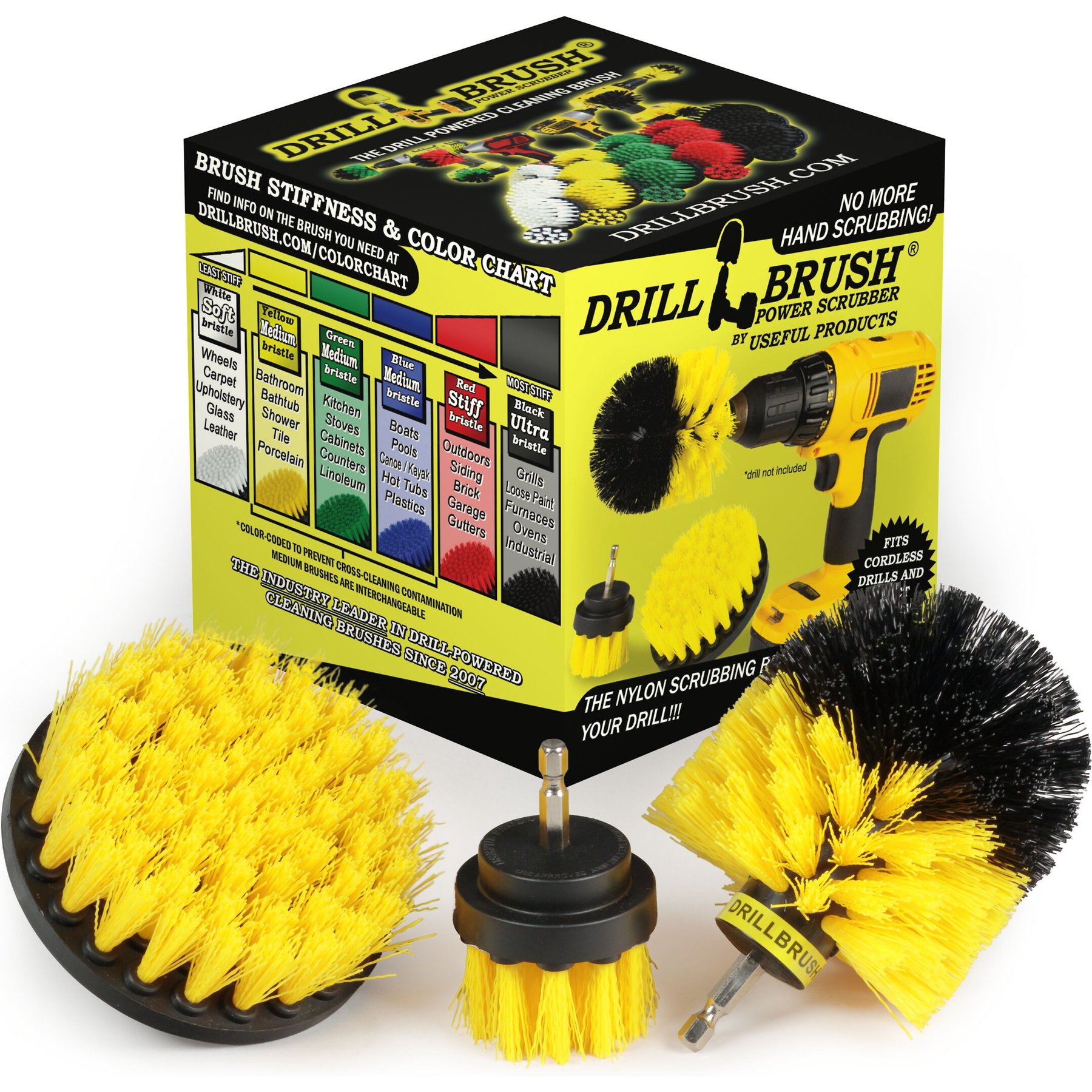 DRILLBRUSH Power Scrubber 3-Piece Pet Stain Remover Kit, Medium Bristle Drill  Brush 