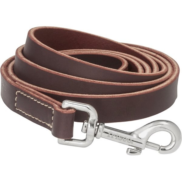 SOFT TOUCH COLLARS Leather Braided TwoTone Handle Dog Leash, Brown