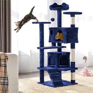 Yaheetech 54.5" H Multilevel Indoor Cat Tree & Condo, Navy Blue