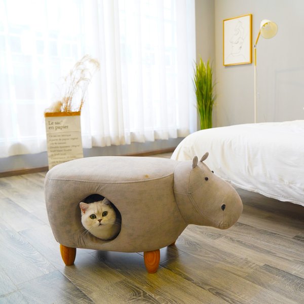 Discontinued ZEZE Baby Hippo Soft Footstool Cat House
