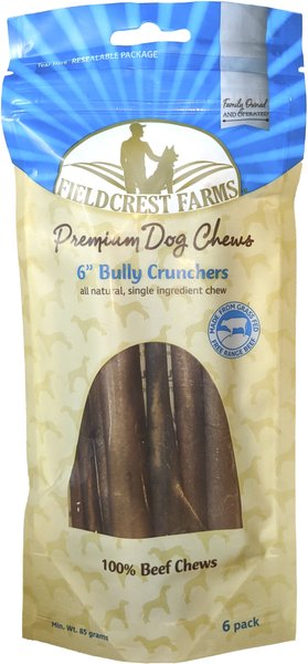 Fieldcrest Farms Premium Dog Chews Bully Crunchers  6" Bully Stick Dog Treats, 6 count slide 1 of 6