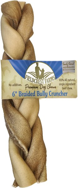 Fieldcrest Farms Premium Dog Chews Bully Crunchers 6" Braided Bully Stick Dog Treats, 1 count slide 1 of 7