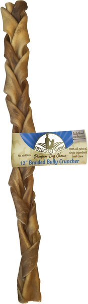 Fieldcrest Farms Premium Dog Chews Bully Crunchers 12" Braided Bully Stick Dog Treats, 1 count slide 1 of 7