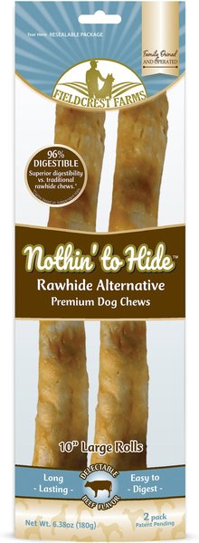 Fieldcrest Farms Nothin' To Hide Rawhide Alternative Large Roll 10" Beef Flavor Natural Chew Dog Treats, 2 count slide 1 of 6