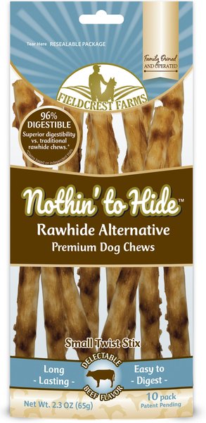 Fieldcrest Farms Nothin' To Hide Rawhide Alternative Premium Dog Chews Small Twist Stix Beef Flavor Natural Chew Dog Treats, 10 count slide 1 of 6