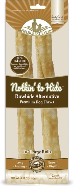 Fieldcrest Farms Nothin' To Hide Rawhide Alternative Large Roll 10" Peanut Butter Flavor Natural Chew Dog Treats, 2 count slide 1 of 6