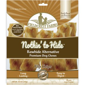 Fieldcrest Farms Nothin' To Hide Rawhide Alternative Premium Dog Chews Flip Chips Peanut Butter Flavor Natural Chew Dog Treats, 8 count