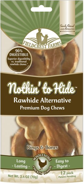 Fieldcrest Farms Nothin' To Hide Rawhide Alternative Premium Dog Chews Rings & Bones Chicken Flavor Natural Chew Dog Treats, 12 count slide 1 of 7