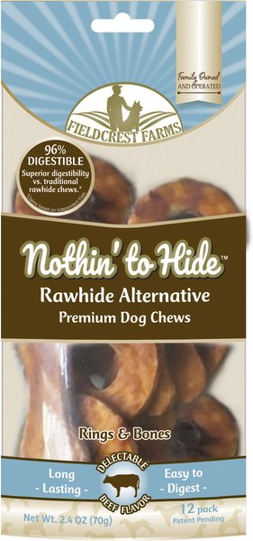 Fieldcrest Farms Nothin' To Hide Rawhide Alternative Premium Dog Chews Ring & Bone Beef Flavor Natural Chew Dog Treats, 12 count slide 1 of 7